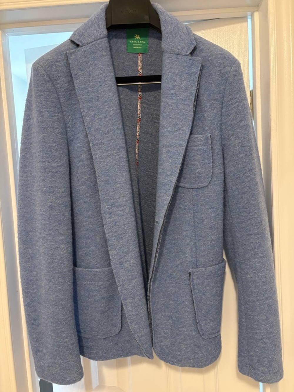 Soft Light Blue Knit Sport Coat by Eric Saana Made in Italy